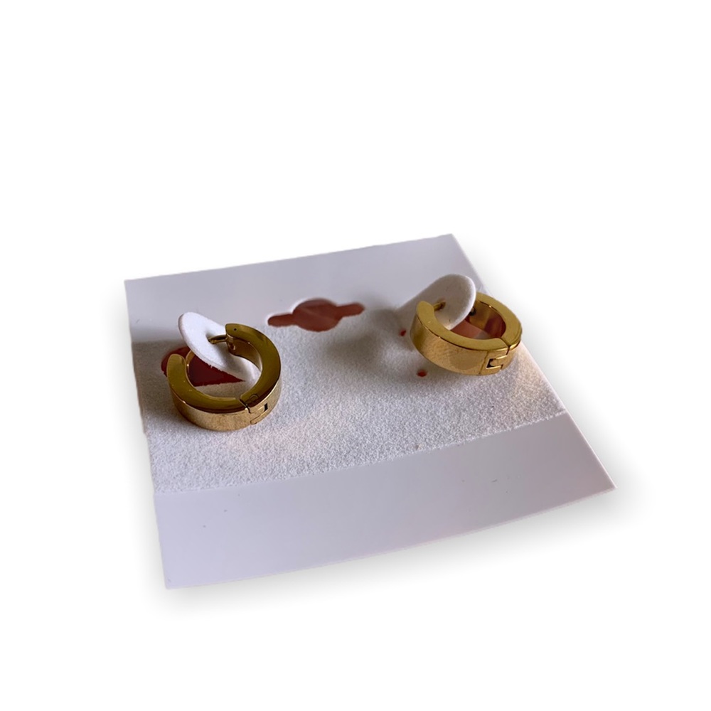Small Gold Hinge Hoops - Picture 2 of 4
